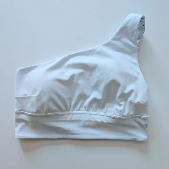 Lululemon Align Asymmetrical Yoga Bra – White, Size 8, Light Support C/D Cup #59 - Picture 3 of 6